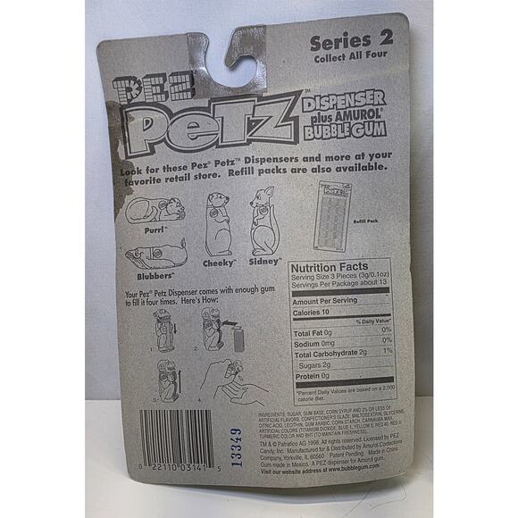 Vintage Pez Petz Dispenser Plus Bubble Gum, Purrl The Cat & Blubbers The Whale - Picture 7 of 8